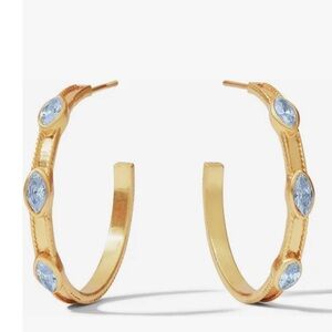 Julie Vos Monoco hoop earrings. Medium. Chalcedony blue.